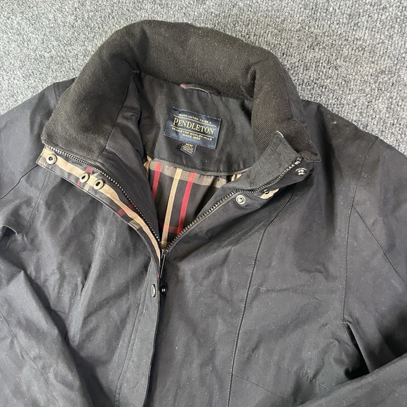 Pendleton Jackets & Blazers - Pendleton Jacket Womens Medium Blk Water Resistant Rain Coat Plaid Liner 1328191